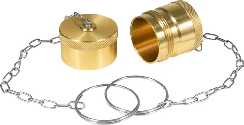 Juego de tapones y tapón macho y hembra para acoplador estilo ala de línea húmeda de 1 pulgada, tapa antipolvo de latón con cadena de acero, 1