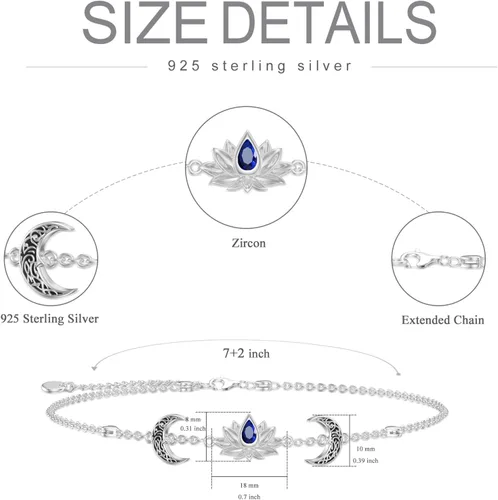 Miniatura 2 de Shusukue 925 Sterling Silver CatTurtle StarfishPenguinLotus Bracelet for Mom Daughter Wife Gift (with gift box)