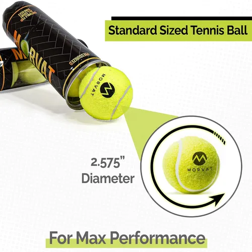 Miniatura 3 de Morvat Pelotas de tenis profesionales de tamaño estándar, bolas de fieltro amarillo presurizadas extra resistentes para niños, adultos y perros