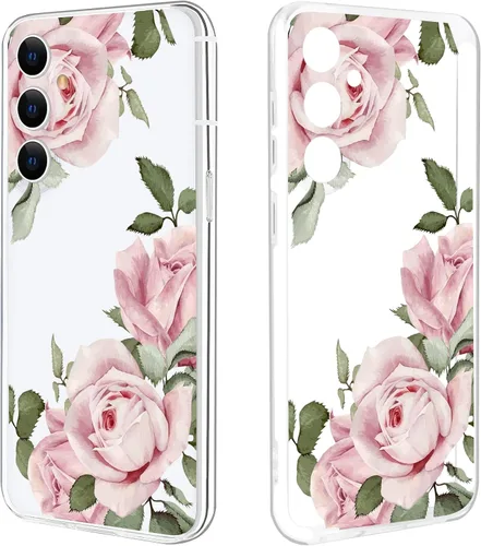 Miniatura 15 de Funda ultra transparente para Samsung Galaxy S23 con diseño de flores, TPU suave y delgado, patrón floral, transparente, funda protectora para niñas