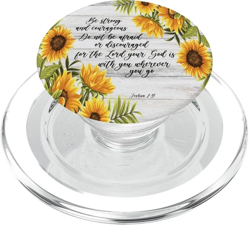 Miniatura 8 de Joshua 1 9 Cristiano Biblia Verso Girasol Cita de Escritura PopSockets Swappable PopGrip