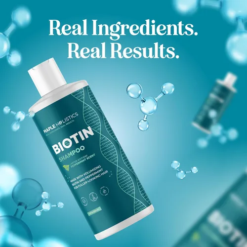 Miniatura 9 de Champú voluminizador de biotina para cabello fino - Champú para cabello fino con menta, argán y aceites esenciales para el cuidado del cabello