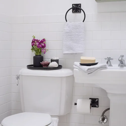 Miniatura 2 de Autumn Alley Toallero de baño, soporte para toallas de mano negro mate, soporte de pared moderno para baño y cocina, accesorios de baño negros