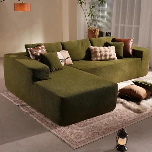 Miniatura 18 de 106" Cloud Boneless Couch with Chaise, L-Shape Deep Seat Sectional Couches, No Assembly Required, Convertible Modular Sleeper Sofa Bed, Living Room