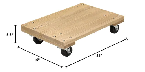 Miniatura 5 de Vestil HDOS-1624-9 Plataforma de plataforma sólida de madera dura con ruedas de goma dura, capacidad de 900 libras, 24 pulgadas de largo x 16