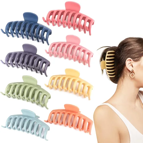 Pinzas grandes para el cabello de 4.3 pulgadas para cabello fino y rizado, pinzas de pelo mate grandes de plátano, clip de mandíbula de sujeción