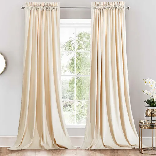 Miniatura 15 de Royal Hotel Bedding Paneles de cortinas opacas de terciopelo con bolsillo superior para cortinero, peso pesado, paneles sólidos de terciopelo suave