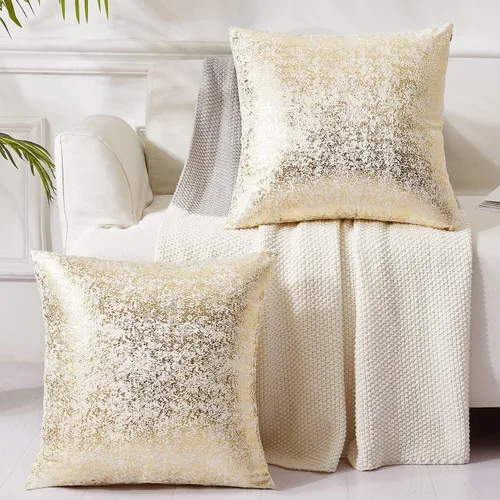 Miniatura 12 de EUCIOR Fundas de almohada plateadas, fundas de cojín blancas de terciopelo, fundas de almohada decorativas cuadradas de 22 x 22 pulgadas para Plata