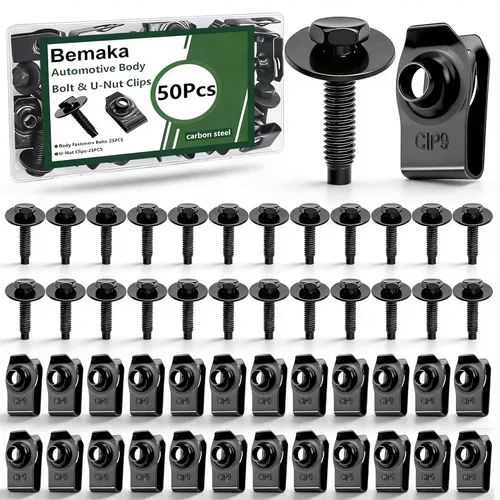 Miniatura 8 de 60Pcs U-Nut Clips and Body Bolts Screws Assortment Kit, 10 Sizes Auto Car U Clips Fender Liner Screw for Most Cars Bumper Engine Splash Shield