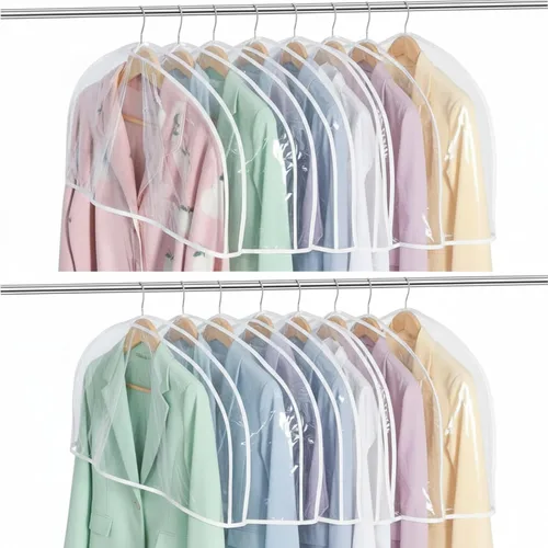 Miniatura 14 de Patelai 8 fundas de hombro para colgar ropa de 24 x 12 pulgadas, fundas de plástico transpirables para colgar ropa, protectores contra el polvo