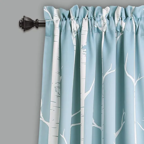Miniatura 2 de Lush Decor - Cortinas con filtro de luz en el árbol, con diseño de pájaro azul en el árbol, para sala, comedor, dormitorio (par) 84 pulgadas