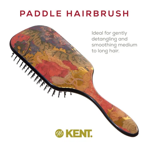 Miniatura 3 de Kent LPB1 - Cepillo de pelo acolchado de paleta grande, arreglar, desenredar y alisar estampado floral, el mejor cepillo diario para cabello medio a