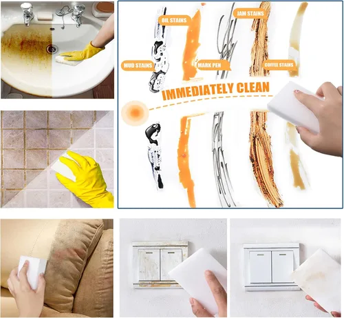 Miniatura 3 de Paquete de 100 borradores mágicos de esponja, esponja de espuma de melamina extragrande, esponjas multifuncionales de limpieza para el hogar