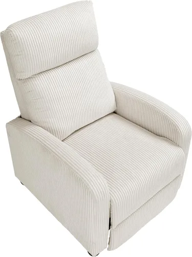 Miniatura 17 de Lexicon Sillón Reclinable de Pana con Respaldo Abatible, Silla de Brazo Reclinable con Respaldo de Empuje, Marco de Madera Maciza y Base de Metal