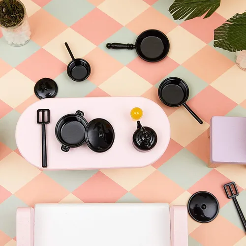 Miniatura 5 de Sumind Juego de 20 piezas de cocina en miniatura para casa de muñecas, ollas y sartenes a escala 1/12, utensilios de cocina de metal en miniatura