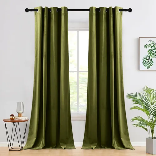 Miniatura 44 de RYB HOME Cortinas de terciopelo beige camello 84 pulgadas, cortinas gruesas de terciopelo para oscurecer la habitación para decoración de granja
