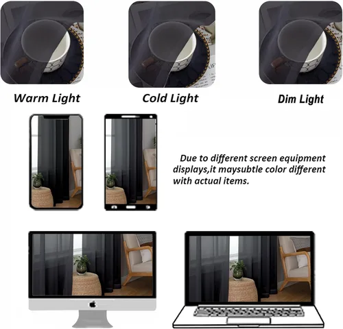 Miniatura 6 de LIVEKID Cortinas traslúcidas negras de cocina de 36 pulgadas de largo, cortinas cortas filtrantes de luz, 2 paneles de gasa aireada, texturizadas