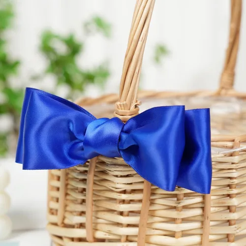 Miniatura 5 de Cinta de satén de doble cara azul real de 2 pulgadas x 25 yardas para envoltura de regalos, decoración de boda, ramo de novia, manualidades de Azul