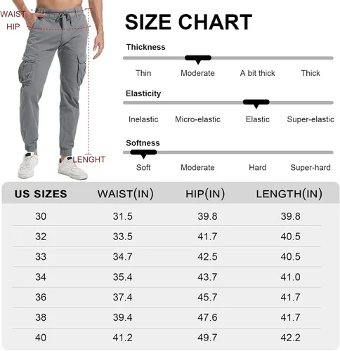 Miniatura 7 de LEPOAR Pantalones cargo de senderismo para hombre, ajustados, elásticos, ligeros, casuales, con bolsillos, cintura con cordón