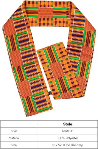 Miniatura 7 de BufandaEstolaFaja Africana Estampado Kente