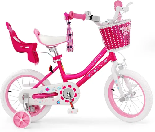Miniatura 17 de KORIMEFA Bicicleta para niñas de 2 a 12 años, 12, 14, 16, 20 pulgadas, bicicleta para niños pequeños con ruedas de entrenamiento, bicicleta