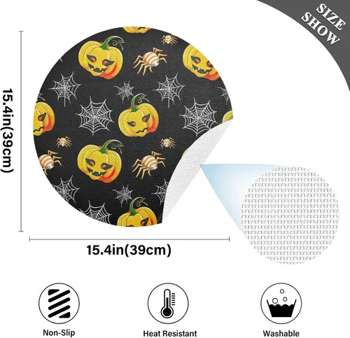 Miniatura 4 de Pumpkins Webs Halloween PVC Plate Mat, Non Slip Heat Protector Placemat for Kitchen one sizex1