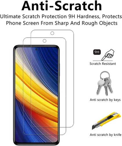 Miniatura 3 de Protector de pantalla transparente HD para Xiaomi Poco X3 Pro 2021 de vidrio templado - [Paquete de 2] Protector de pantalla antiarañazos de dureza