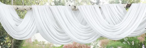 Miniatura 6 de WARM HOME DESIGNS Tela de gasa beige de 35 x 120 pulgadas. Utiliza material de gasa de lujo como camino de mesa, decoración de arco de boda, bufanda