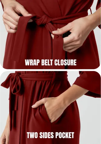 Miniatura 4 de NY Threads Bata de baño de punto largo para mujer, manga 34, kimono suave, ligero, ropa de descanso
