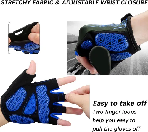 Miniatura 4 de MOREOK - Guantes para bicicleta de montaña (MTB) y ciclismo de descenso (DH), para hombres, de medio dedo, con almohadilla de gel que absorbe