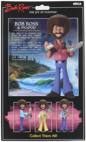 Miniatura 8 de NECA Bob Ross - Figura de acción a escala de 6 pulgadas - Toony Classics Bob Ross con Peapod