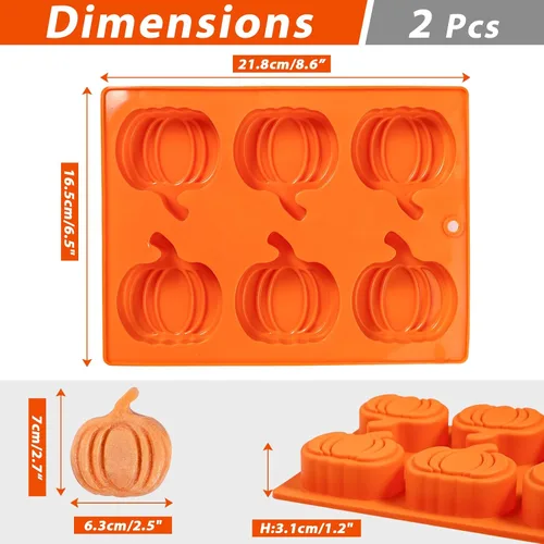 Miniatura 5 de Moldes de calabaza de Webake, moldes de silicona para pastel de calabaza, molde de calabaza de 6 cavidades para hornear cupcake de chocolate