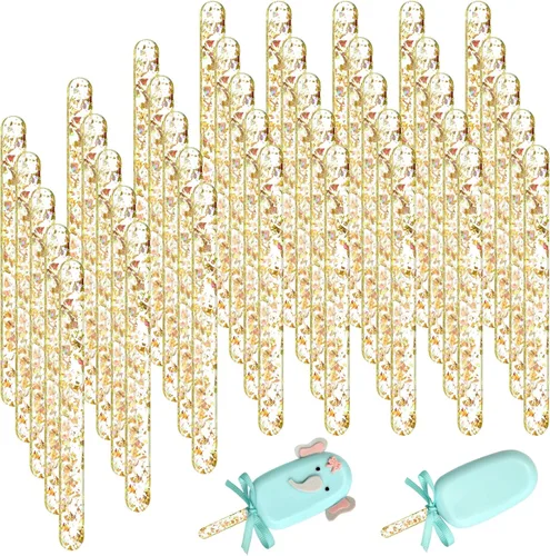 Geiserailie 40 palitos acrílicos para tartas reutilizables para espejo, palitos de helado, mini paletas de hielo, moldes para hacer manualidades,