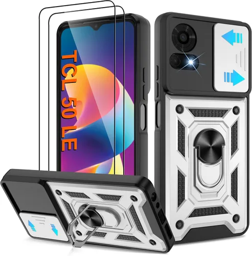 Miniatura 149 de ATUMP Funda para T-Mobile Revvl V Plus 5G con protector de pantalla HD con cubierta de cámara deslizante, soporte de anillo de rotación de 360° Negro