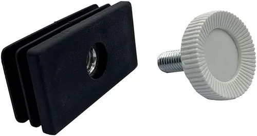 Miniatura 2 de Flyshop 4 juegos de tapones de plástico negros cuadrados tubos, M8 roscado altura ajustable de 0.512 in a 0.984 in, pies niveladores de muebles