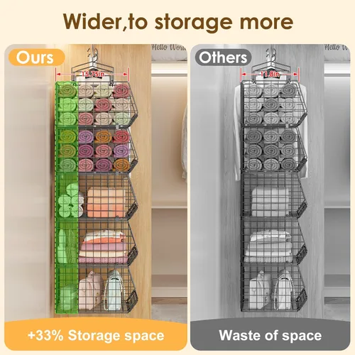 Miniatura 6 de Capacity Upgrade Edition Deeper - Organizador y almacenamiento plegable de armario de 4 pulgadas y 5 niveles, estantes de alambre y estante con 5