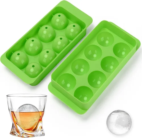Miniatura 11 de Whiskey Ice Cubes Mold,2 x 8 PCS x 1.8 inch Whiskey Ice Cubes,Circle Ice Cube Tray with Lid and Bin,Sphere Ice Ball Maker Mold,Round Ice Cube Mold