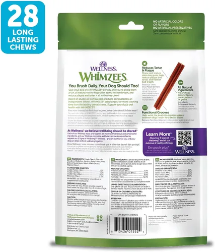 Miniatura 8 de Whimzees Wellness Stix Golosinas dentales para perros, masticables naturales, barra de tamaño pequeño, (28 unidades)