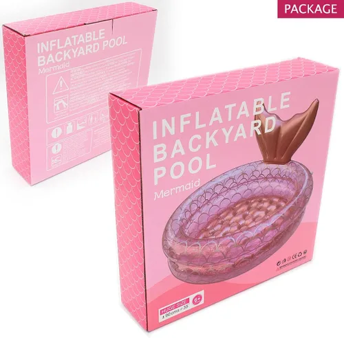 Miniatura 7 de Piscina inflable de sirena para patio trasero, piscina redonda de jardín para niños, piscina infantil para interiores y exteriores, piscina