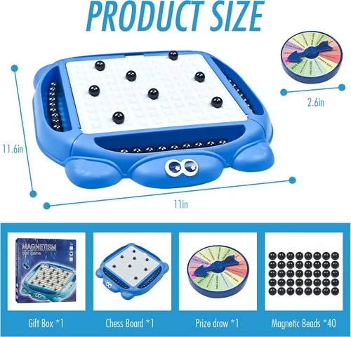 Miniatura 2 de Juego de ajedrez magnético, juego de mesa magnético con tablero y 40 piedras, innovador juego de rompecabezas de estrategia magnética para niños
