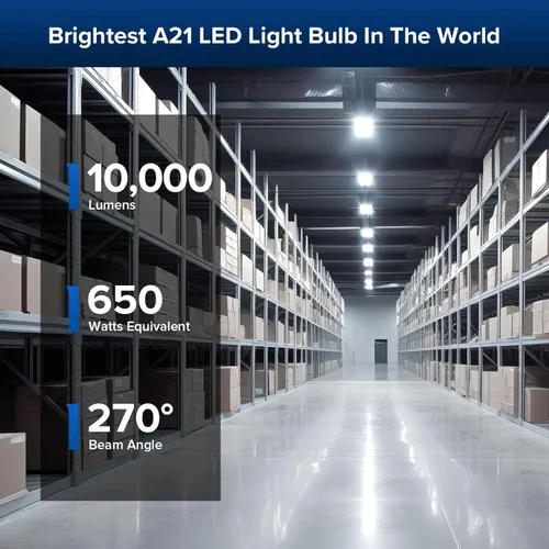Miniatura 4 de SANSI Bombilla LED A21 de 10,000 lúmenes, bombilla súper brillante de 650 W equiv. E26 con amplio ángulo de haz de 270°, bombilla de 5000 K luz