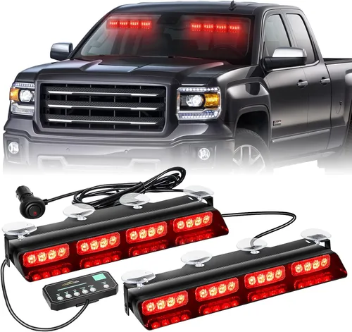 Miniatura 8 de XRIDONSEN Luces estroboscópicas de emergencia para salpicadero, advertencia intermitente de seguridad ámbar con controlador de pantalla digital