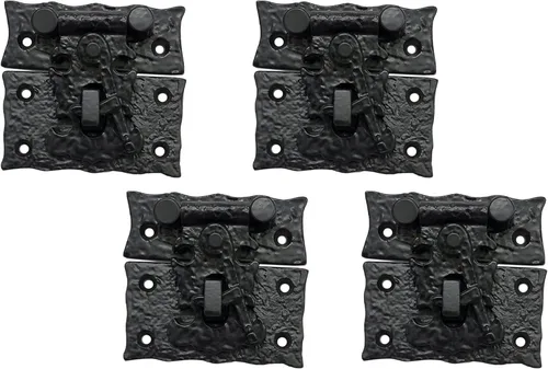 Adonai Hardware Cerrojo y grapa de hierro fundido antiguo "Oshea" de 3 pulgadas con cerradura para baúles y cajas de joyas, níquel cepillado