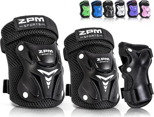 Miniatura 10 de 2PM SPORTS Rodilleras para niños, muñequeras y coderas con bolsa de cordón, juego de equipo de protección para niñas y niños, patinaje sobre ruedas