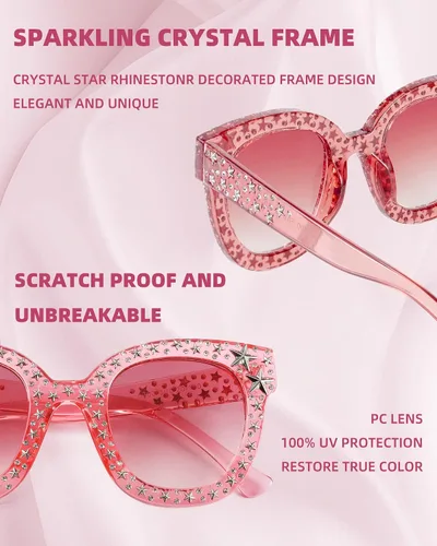 Miniatura 5 de FEISEDY Gafas de sol vintage con diamantes de imitación de cristal de ojo de gato para mujer B4068