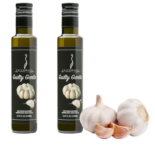 Miniatura 12 de Calivirgin Bountiful Aceites de oliva triturados con sabor a albahaca y ajo culpable, sabor fresco 100% natural, sin aditivos ni conservantes
