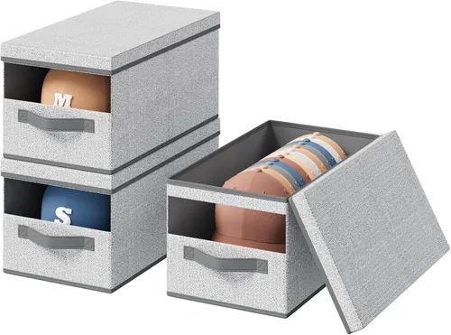 Miniatura 11 de Homsorout Organizador de sombreros para gorras de béisbol, paquete de 3 cajas de almacenamiento extraíbles con ventana transparente, soporte