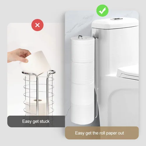 Miniatura 5 de 2 soportes para papel higiénico sobre el tanque para papel higiénico de 4 rollos, soporte de almacenamiento de papel higiénico para baño, soporte