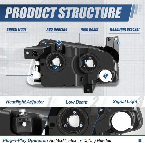 Miniatura 4 de Faros HL-OH-CHA05-4P-VR, Negro (black Housing)