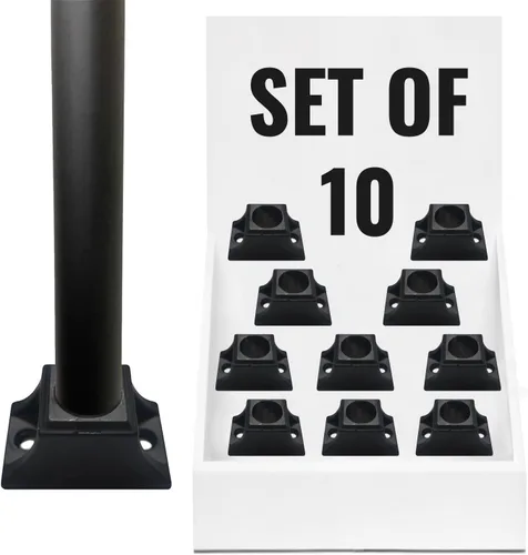 Miniatura 10 de Base plana para balaustrés delgada - para balaustres cuadrados de hierro de 1/2 pulgada - Juego de 10 (Negro satinado) - DH-SS2